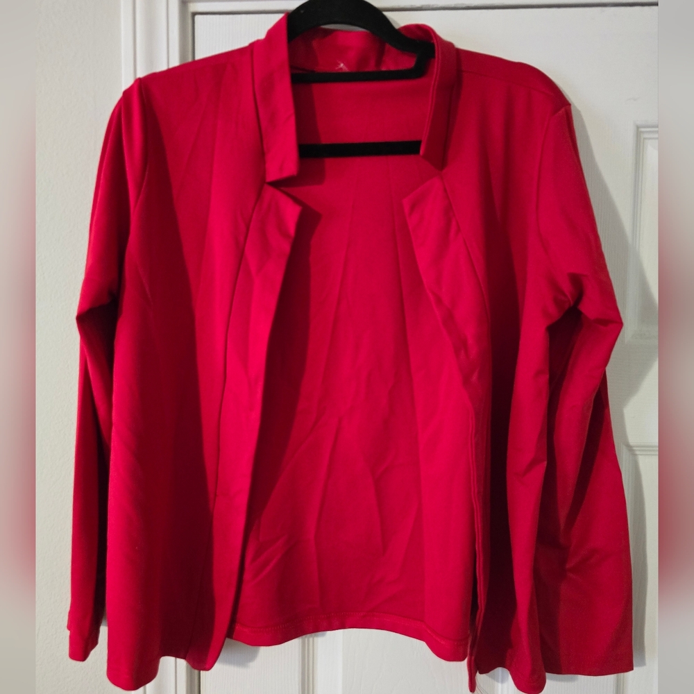 Vibrant Red Open Front Blazer